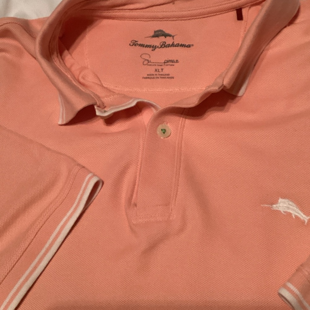 Tommy Bahama Men's Polo Shirt in Coral with White Trim